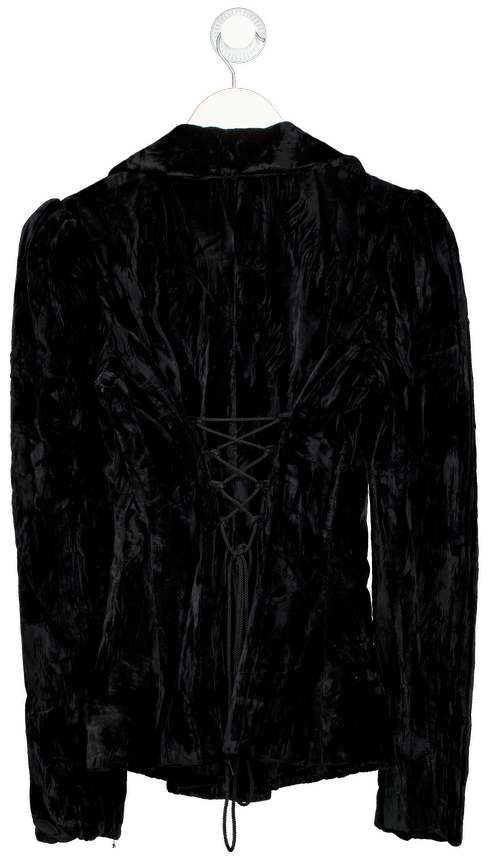 BETSEY JOHNSON Black Vintage Crushed Velvet Blazer Us6 UK 10