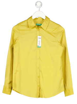 BENETTON Mustard Yellow Cotton Shirt UK XS