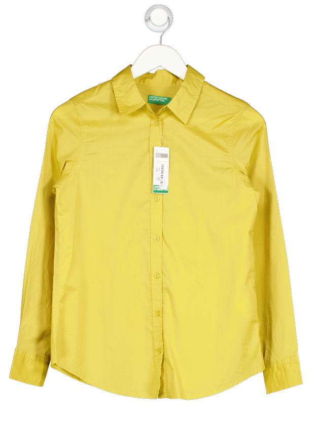 BENETTON Mustard Yellow Cotton Shirt UK XS