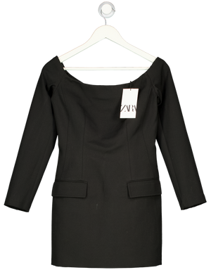 ZARA Black Off The Shoulder Fitted Mini Dress UK S