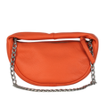 BY FAR Orange Baby Cush Pebbled Leather Top Handle Chain Bag