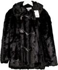 By Malina Black Danyelle Buckled Faux Fur Jacket UK XS