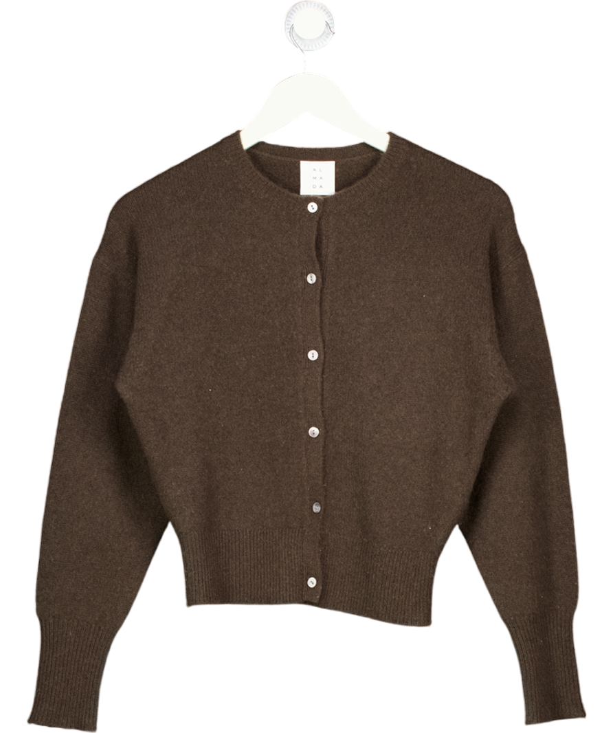 ALMADA LABEL Chocolate Brown 100% Cashmere Cardigan UK S
