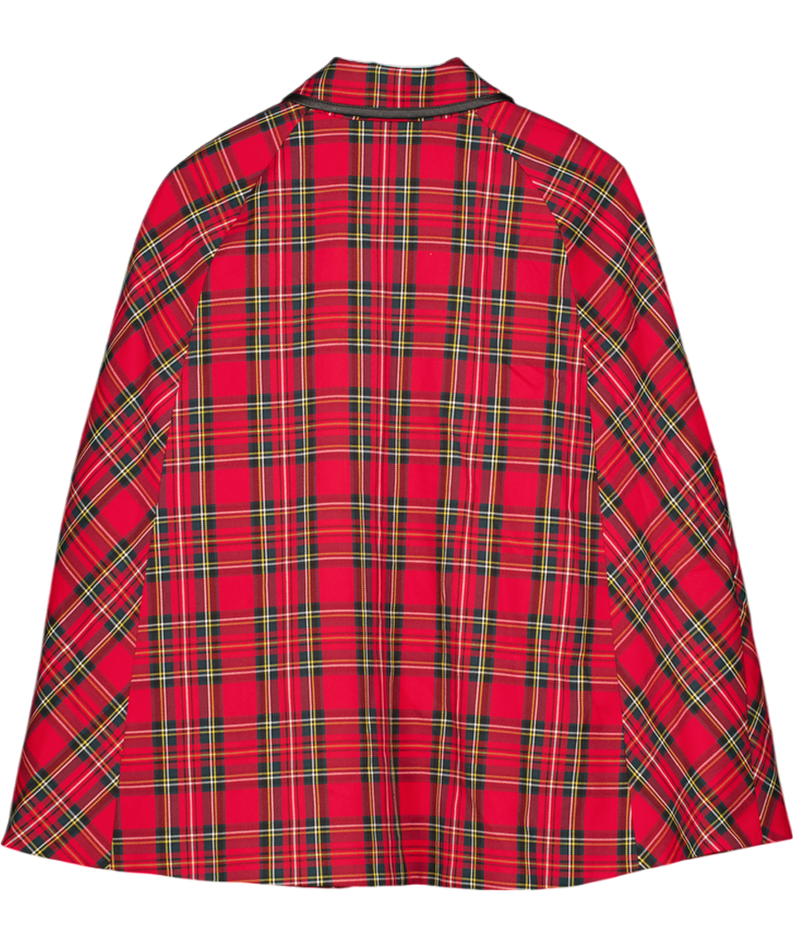 TRINA TURK Red Tartain Plaid Cape UK M/L