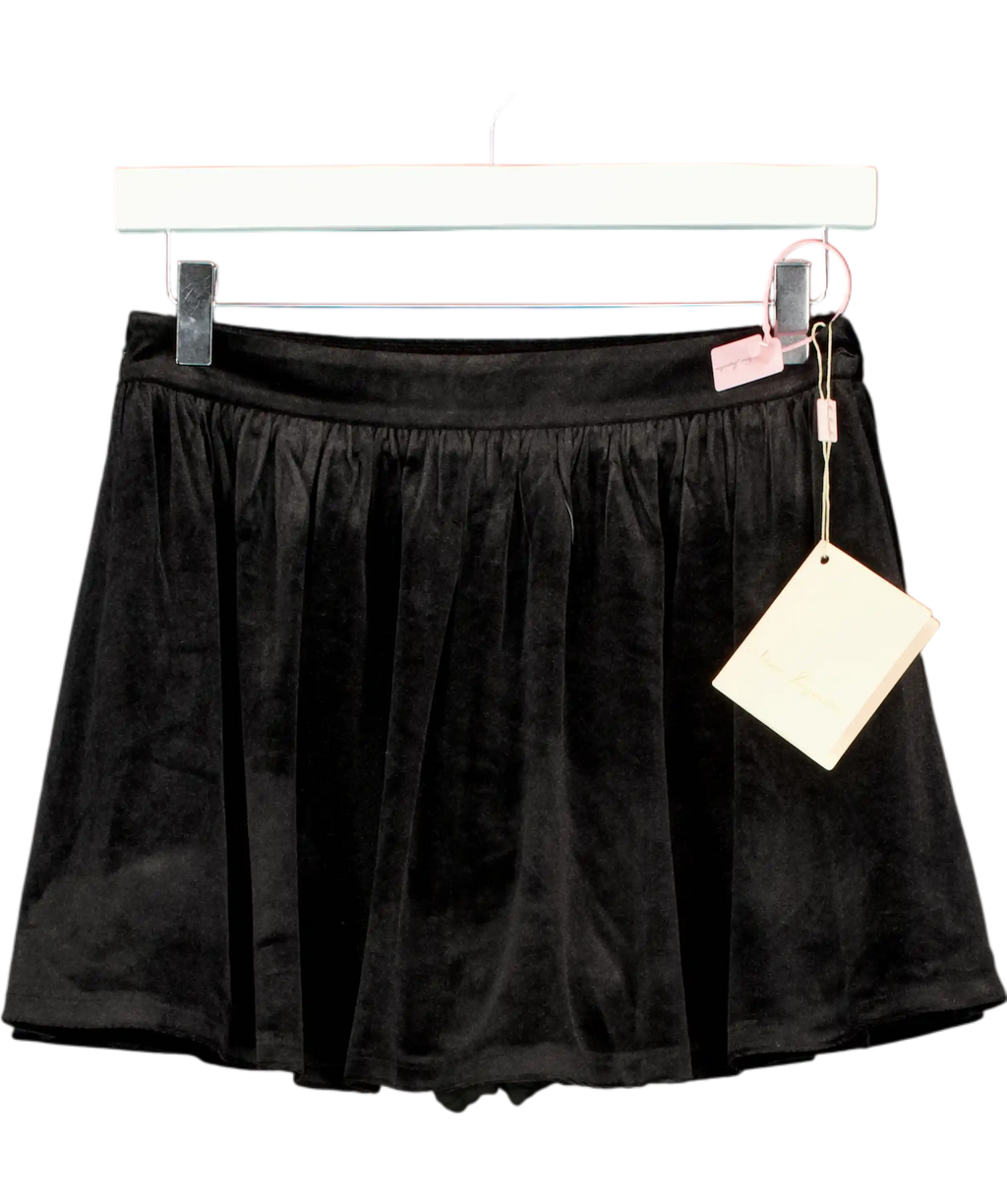 NANA JACQUELINE Black Isabellea Velvet Mini Skort With Built-in-shorts UK XS