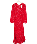 KAREN MILLEN Red Floral Crochet Woven Backless Maxi Beach Dress UK XS