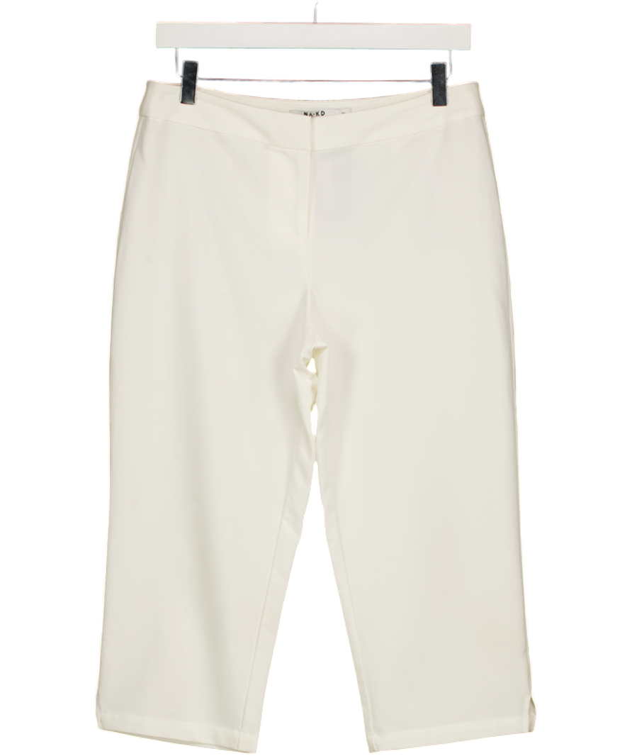 NA-KD White Tailored Capri Trousers UK 8