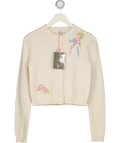House of CB Anjou Cream Lambswool Floral Embroidered Cardigan UK XS