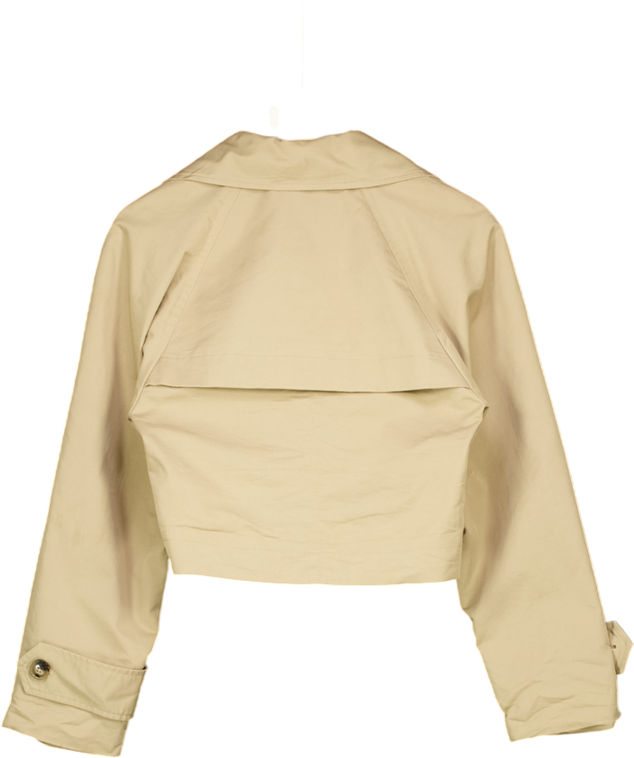 MANGO Water Repellent Double-breasted Cropped Trench Coat - Beige UK S