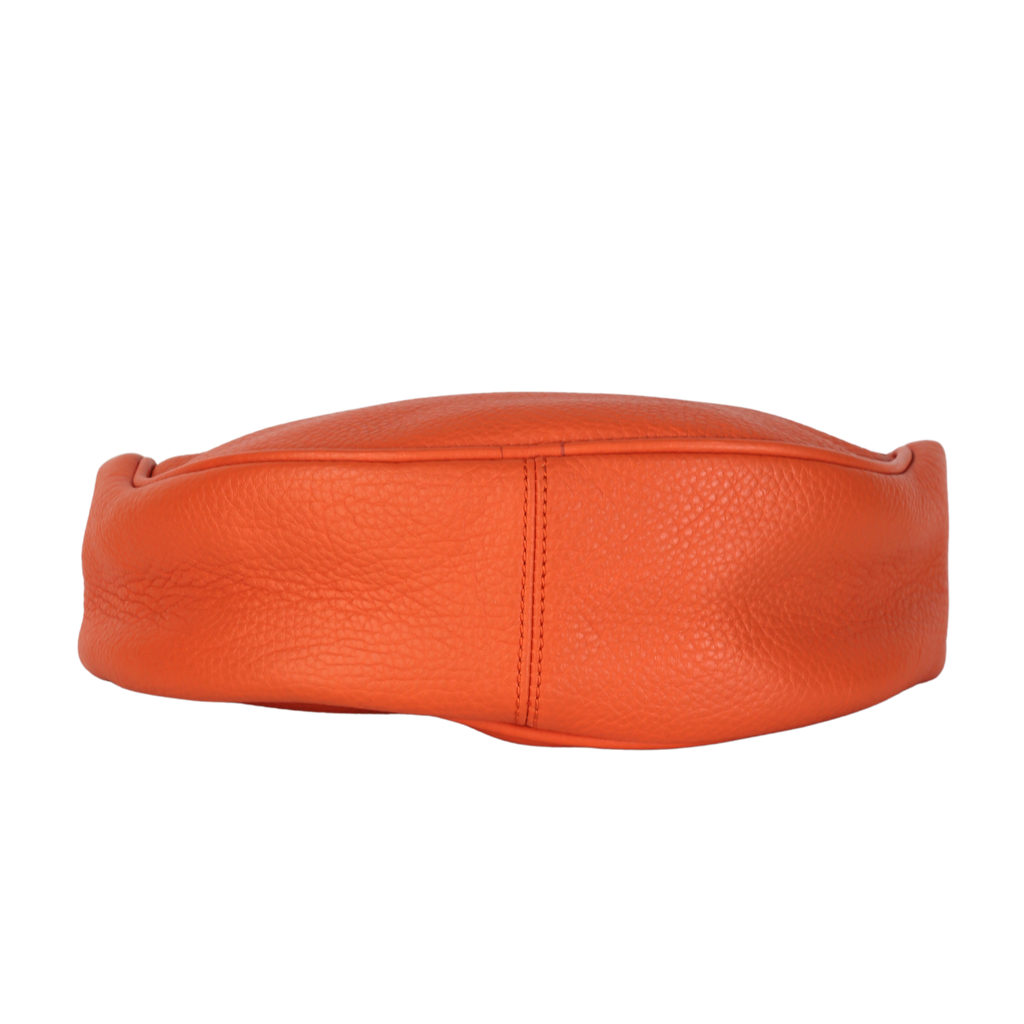 BY FAR Orange Baby Cush Pebbled Leather Top Handle Chain Bag