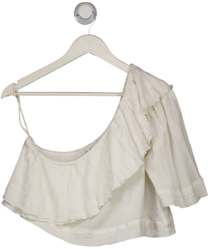 Apiece Apart White One-shoulder Ruffle Top UK 8