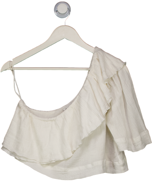 Apiece Apart White One-shoulder Ruffle Top UK 8