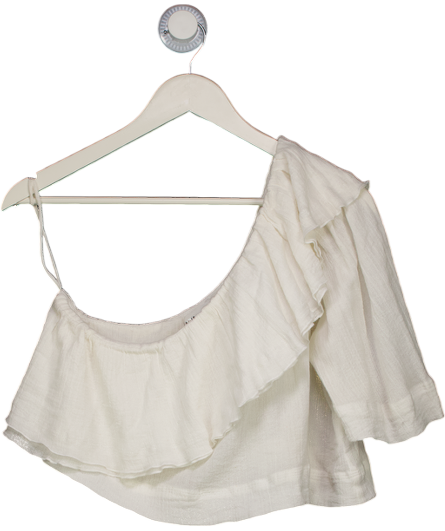 Apiece Apart White One-shoulder Ruffle Top UK 8