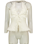 HOUSE OF CB White Elana Stretch Cotton Halter Neck Corset Top UK XS