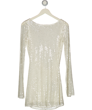 MESHKI Nala Sequin Mini Dress - White UK XS