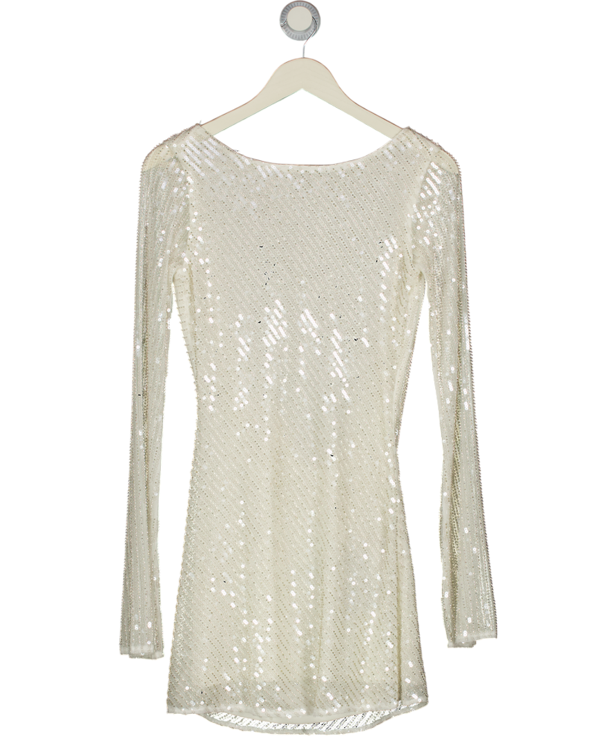 MESHKI Nala Sequin Mini Dress - White UK XS
