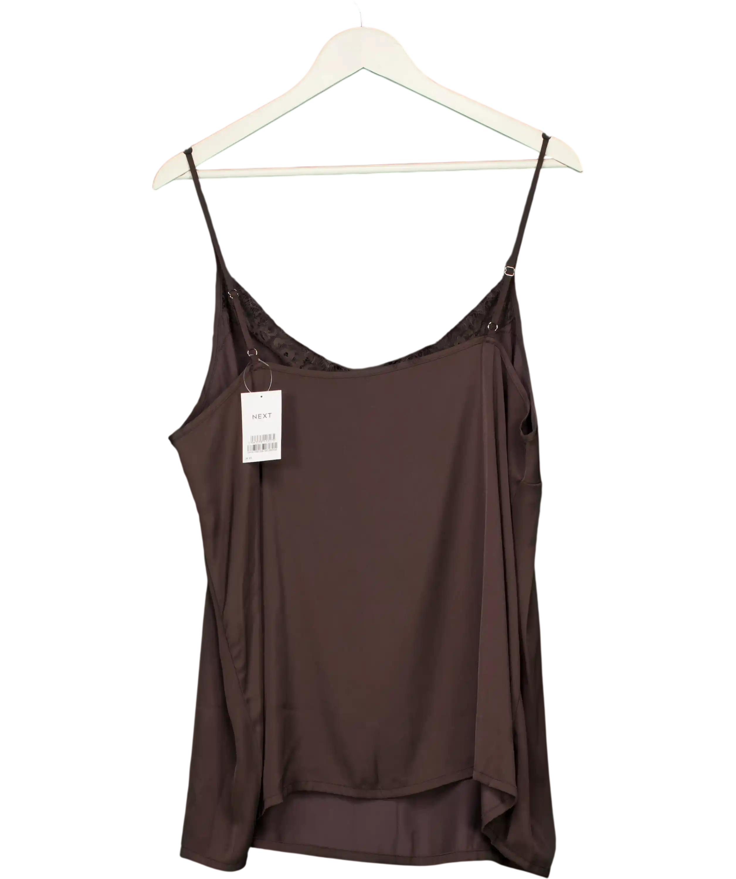 Next Brown Lace Trim Satin Cami Top UK 20