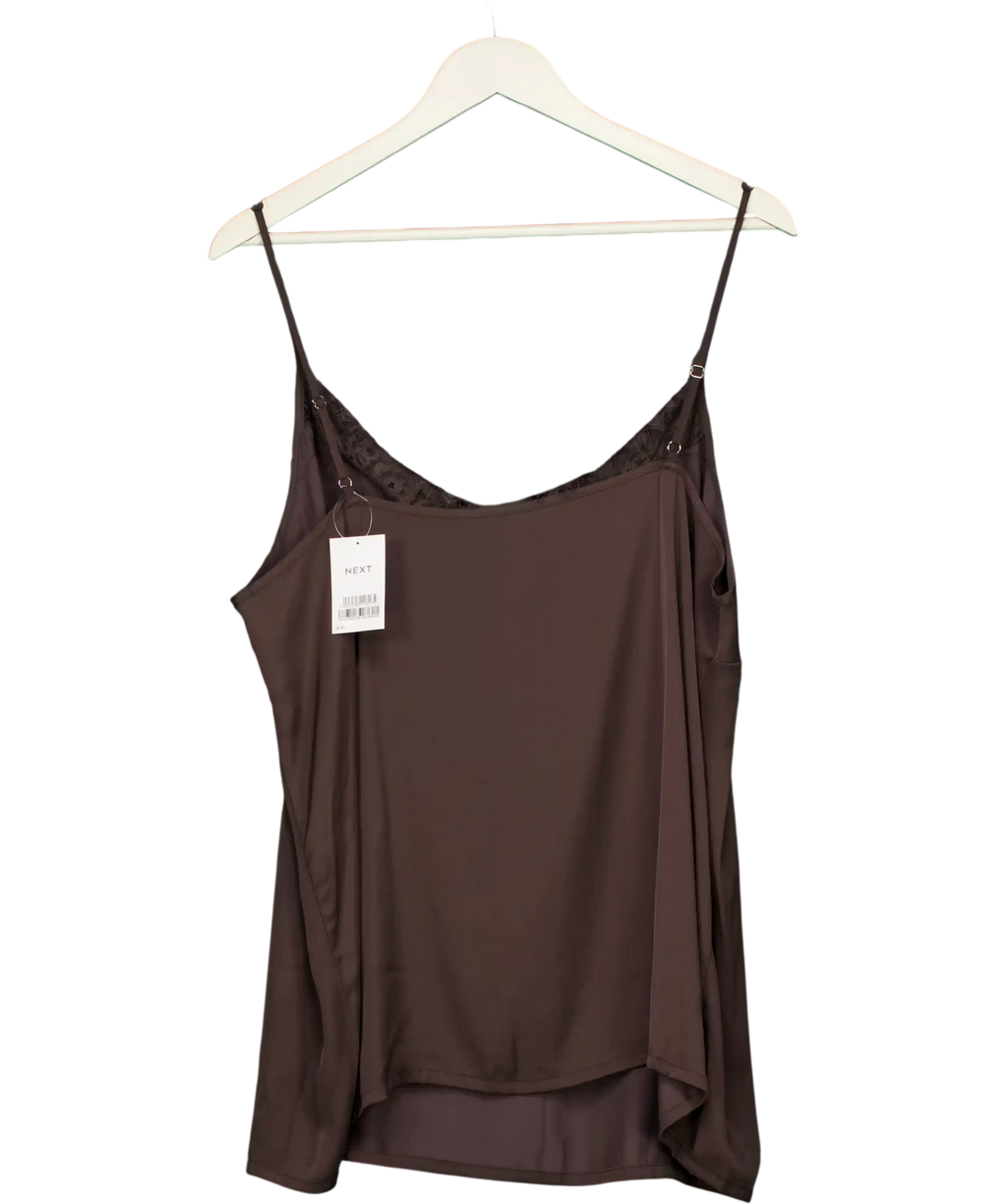 Next Brown Lace Trim Satin Cami Top UK 20