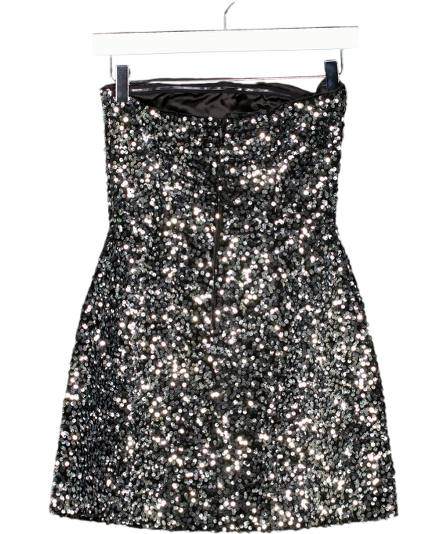 4th & Reckless Black Bandeau Sequin Mini Dress UK 6