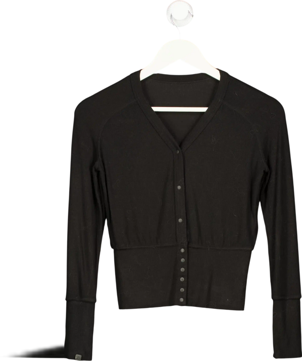Fax Copy Express Black V Neck Long Sleeve Top UK S