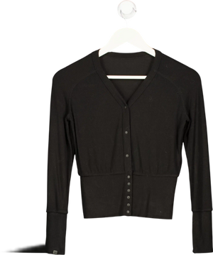 Fax Copy Express Black V Neck Long Sleeve Top UK S