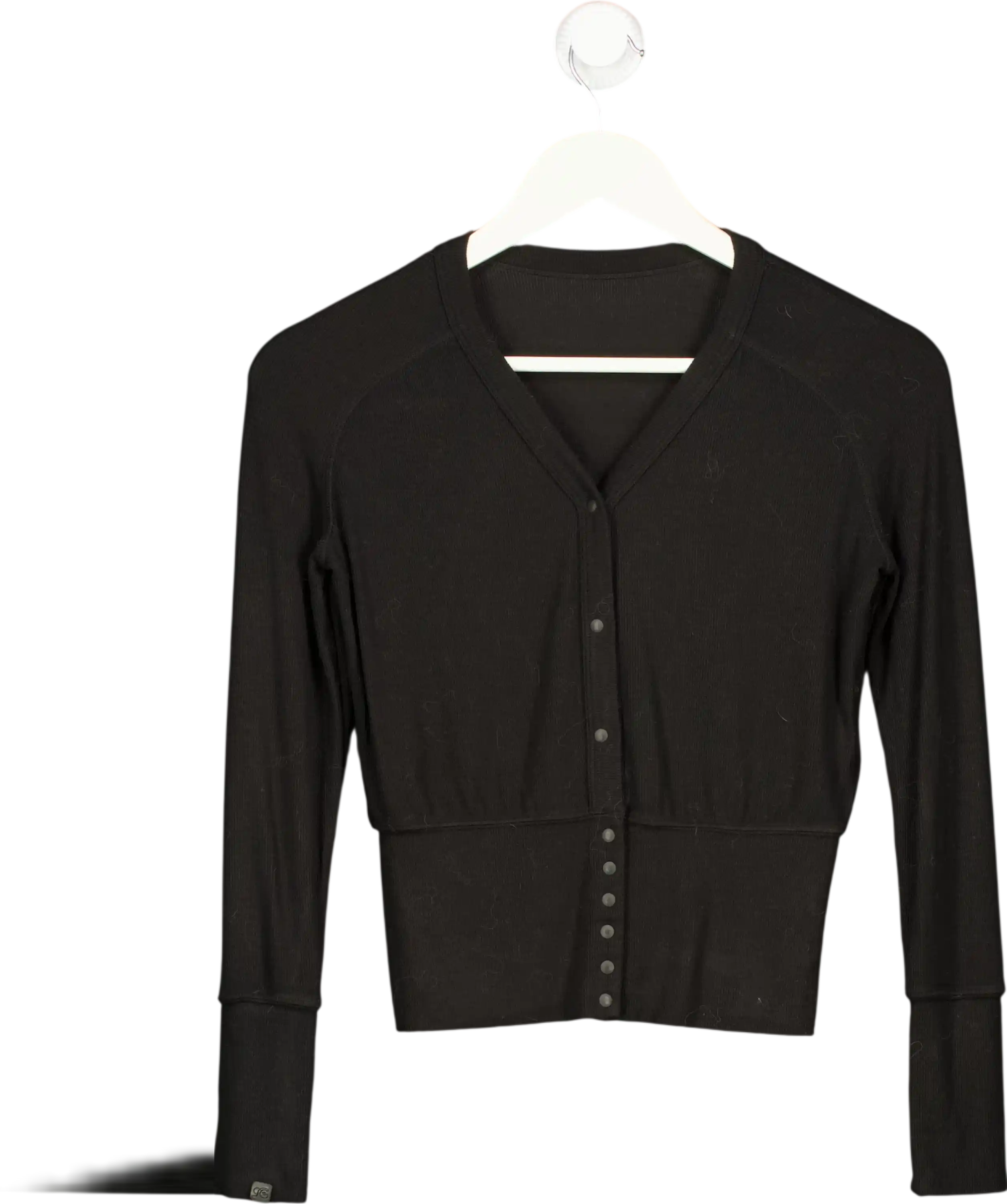 Fax Copy Express Black V Neck Long Sleeve Top UK S