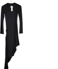 ROMANI BY HYAR JARRAR Black The Noa Bamboo Jersey Draped Midi Dress UK S