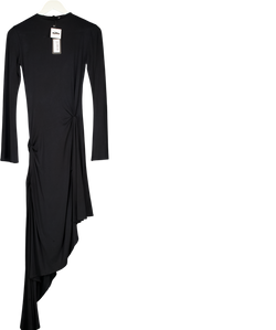 ROMANI BY HYAR JARRAR Black The Noa Bamboo Jersey Draped Midi Dress UK S