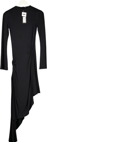 ROMANI BY HYAR JARRAR Black The Noa Bamboo Jersey Draped Midi Dress UK S