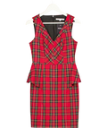 TRINA TURK Red Tartan Peplim Waist Shift Dress Us6 UK M