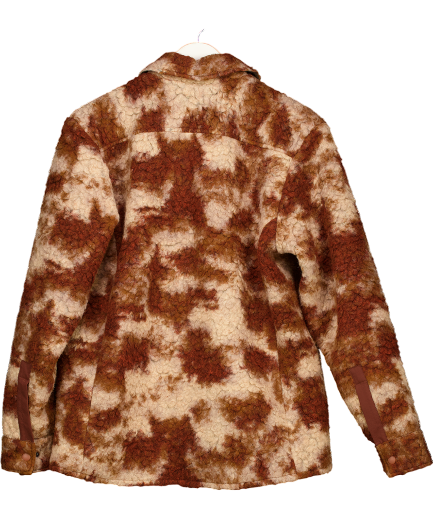 Percival Orange Wool Blend Overshirt With Patch Detail UK M