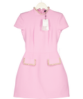 NADINE MERABI Simone Pink Pearl Embellished  Dress UK 6