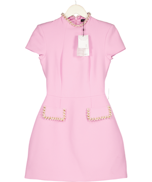 NADINE MERABI Simone Pink Pearl Embellished  Dress UK 6