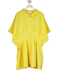 ANTHROPOLOGIE - EXQUISE Yellow The Tobie Button-front Pleated Shirt Dress UK XXXL