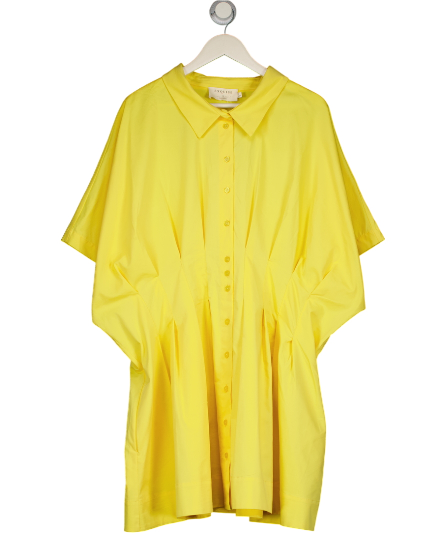 ANTHROPOLOGIE - EXQUISE Yellow The Tobie Button-front Pleated Shirt Dress UK XXXL