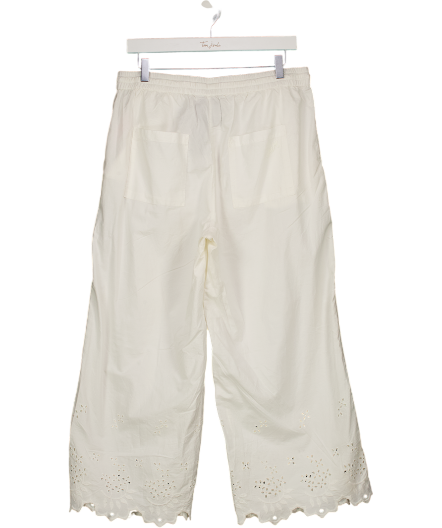 Damson Madder White Lana Broderie-anglaise Cotton Trousers UK 12