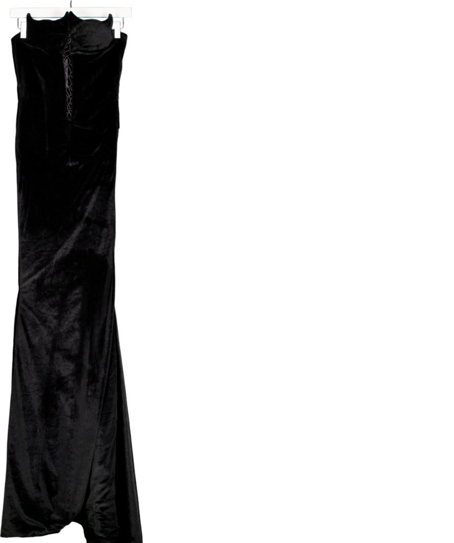 Black Velour Lace Up Strapless Gown UK XS/S