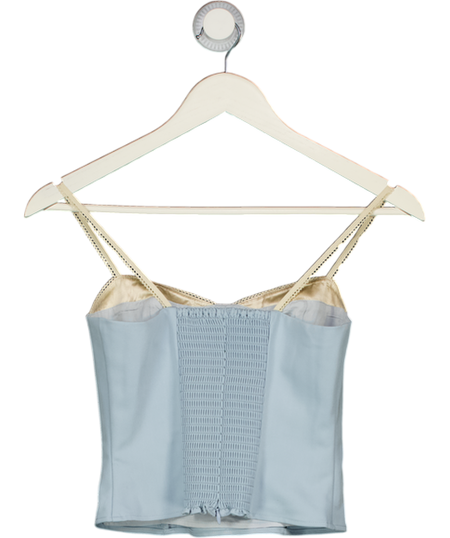 REFORMATION Dusty Blue / Cream Melanie Sweetheart Neck Top Sz0 UK 4