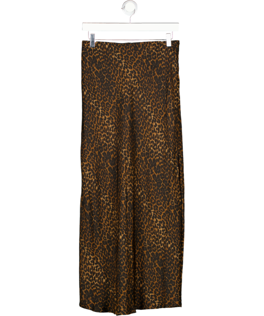 GAP Brown Leopard Print Maxi Satin Slip Skirt UK S