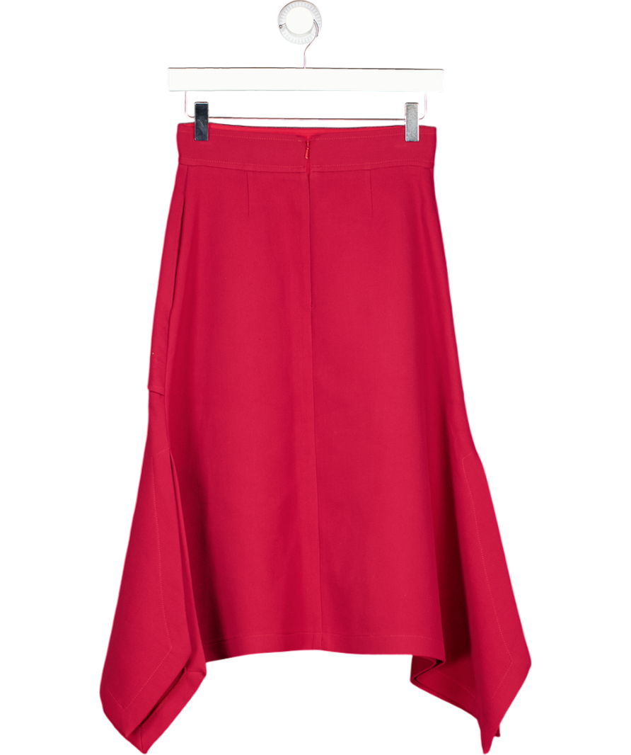 See by Chloé Dusky Red Handkerchief Hem Midi Skirt With Pockets Fr36 UK 8