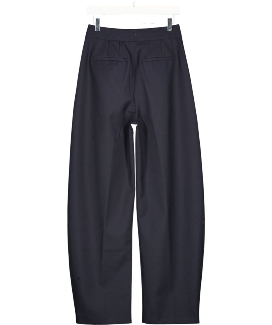HENNE Navy Blue Portia Relaxed Wide Leg Trousers UK 8