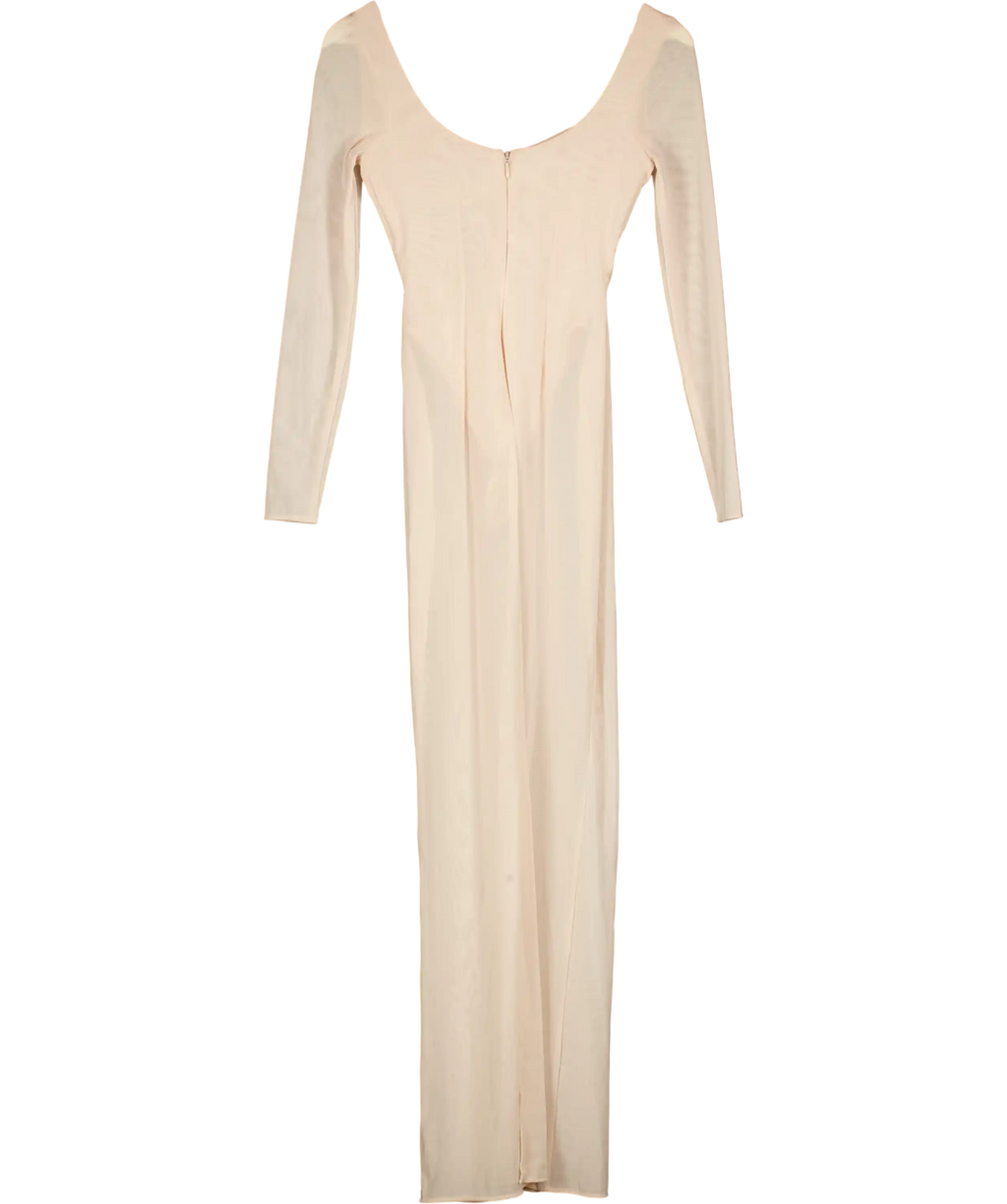 House of CB Pink Sheer Mesh Bodysuit Maxi Dress - Regular Cup UK S