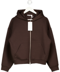 WEEKDAY Chocolate Brown Oversized Scuba Zip-hoodie UK S