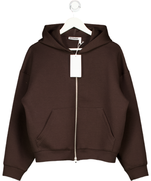 WEEKDAY Chocolate Brown Oversized Scuba Zip-hoodie UK S