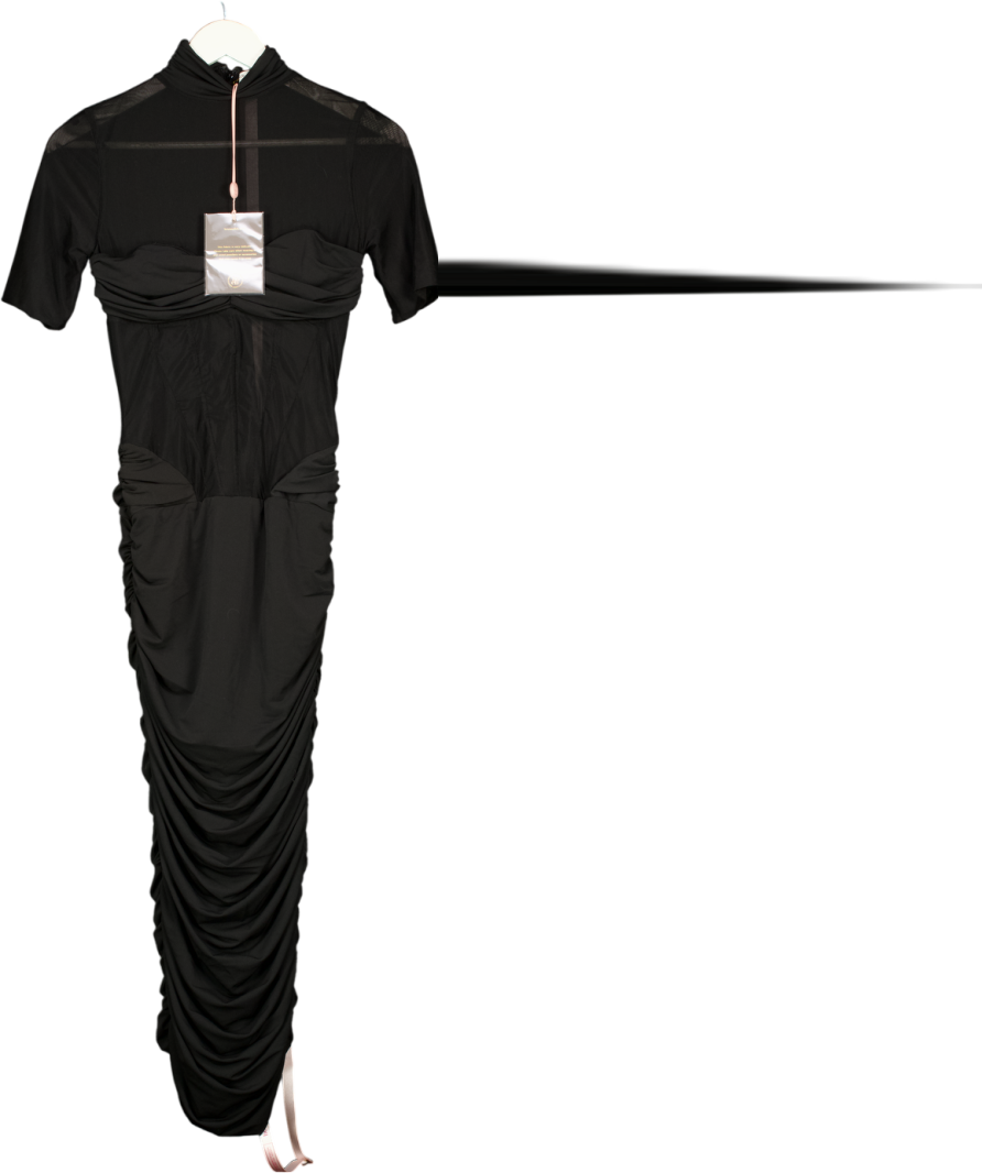 HOUSE OF CB Sorrel Black Semi Sheer Midi Dress UK S Reliked HOUSE OF CB Sorrel Black Semi Sheer Midi Dress UK S Reliked