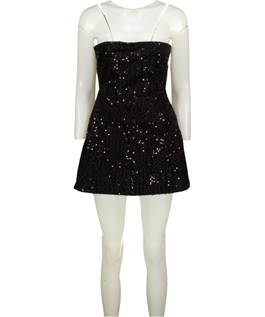 WANDERDOLL Sparkling Strapless Black Mini Dress UK 6