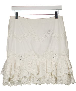 H&M White Broderie Tiered Mini Skirt UK 14