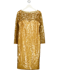 BADGLEY MISCHKA Metallic Gold Sequin Midi Dress UK 10