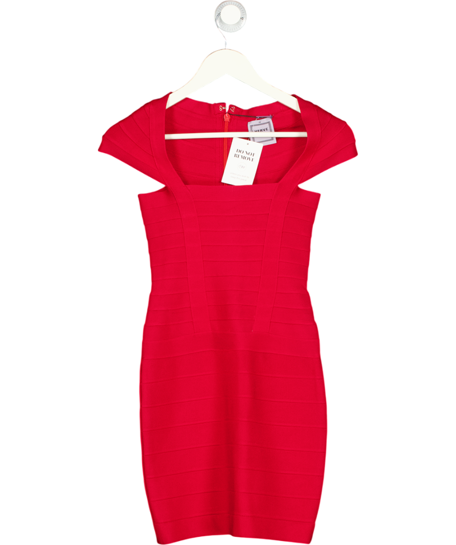 Herve Leger Iconic Red Knit Bandage Dress UK XS