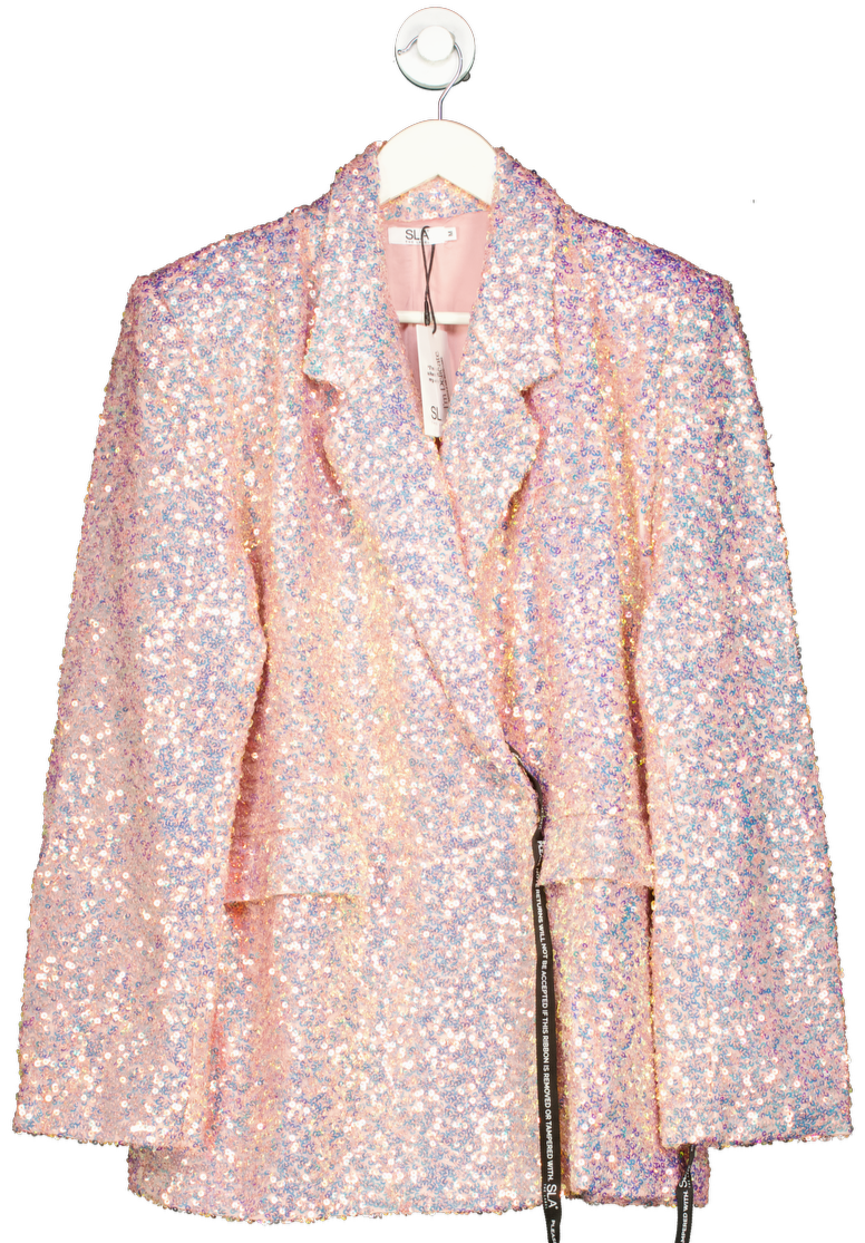 SLA the label Sla The Label Pink Sarah Sequin Blazer Dress UK M
